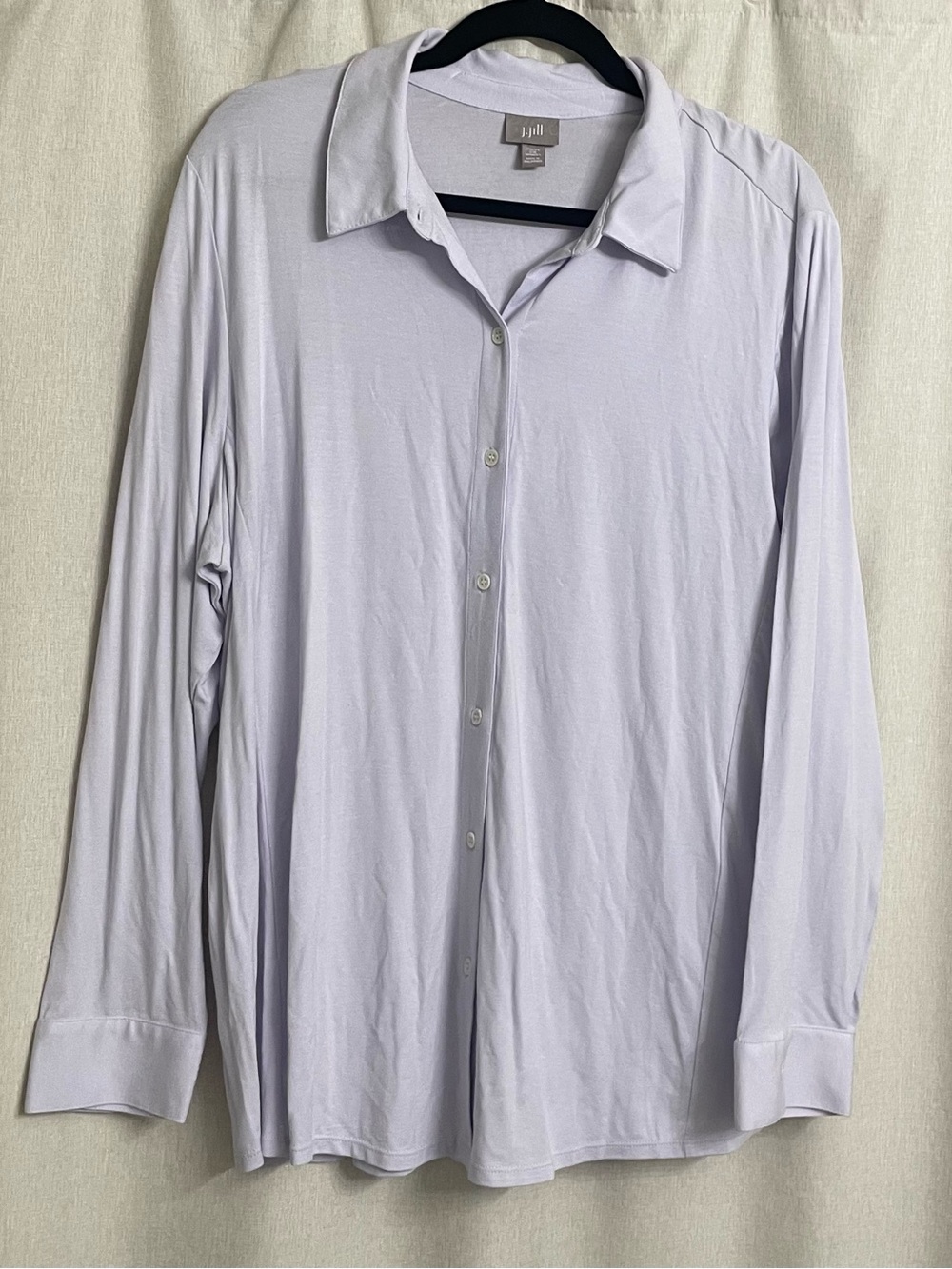 J.Jill Wearever 2X Lavender Knit Button Front Stretch Collared Shirt Plus